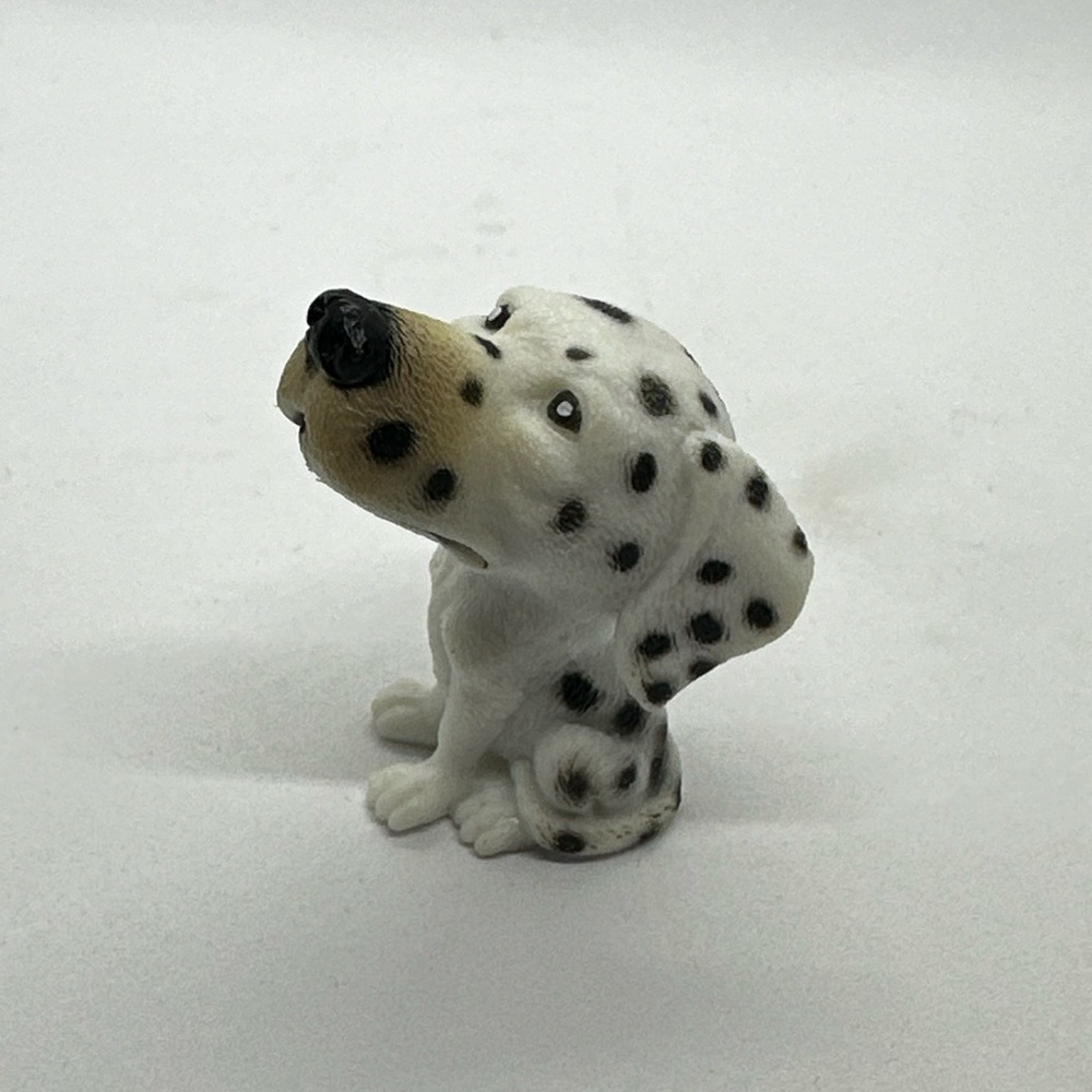 Cute Sitting Dalmatian Puppy Dog Figurine 1.5” Big Head Plastic Toy Collectible